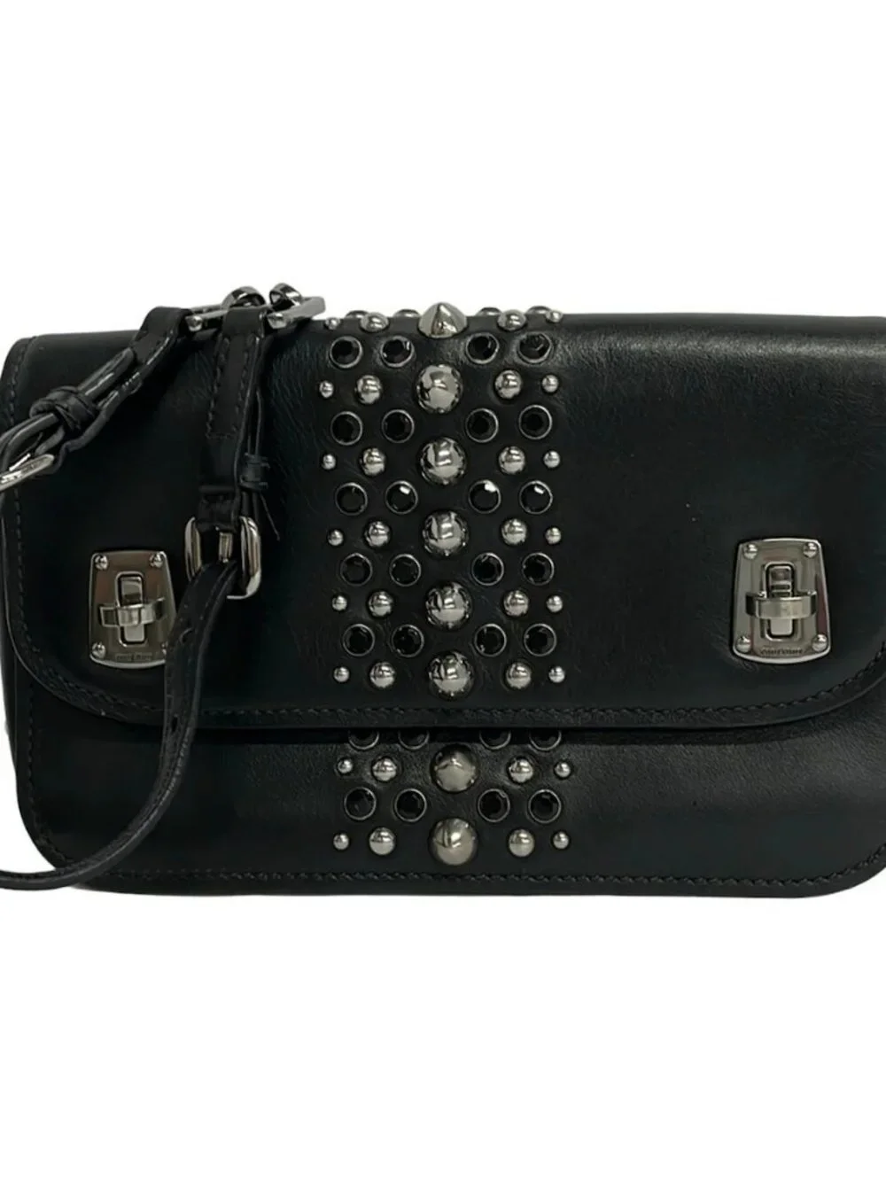 miumiu Black Leather Shoulder Bag
